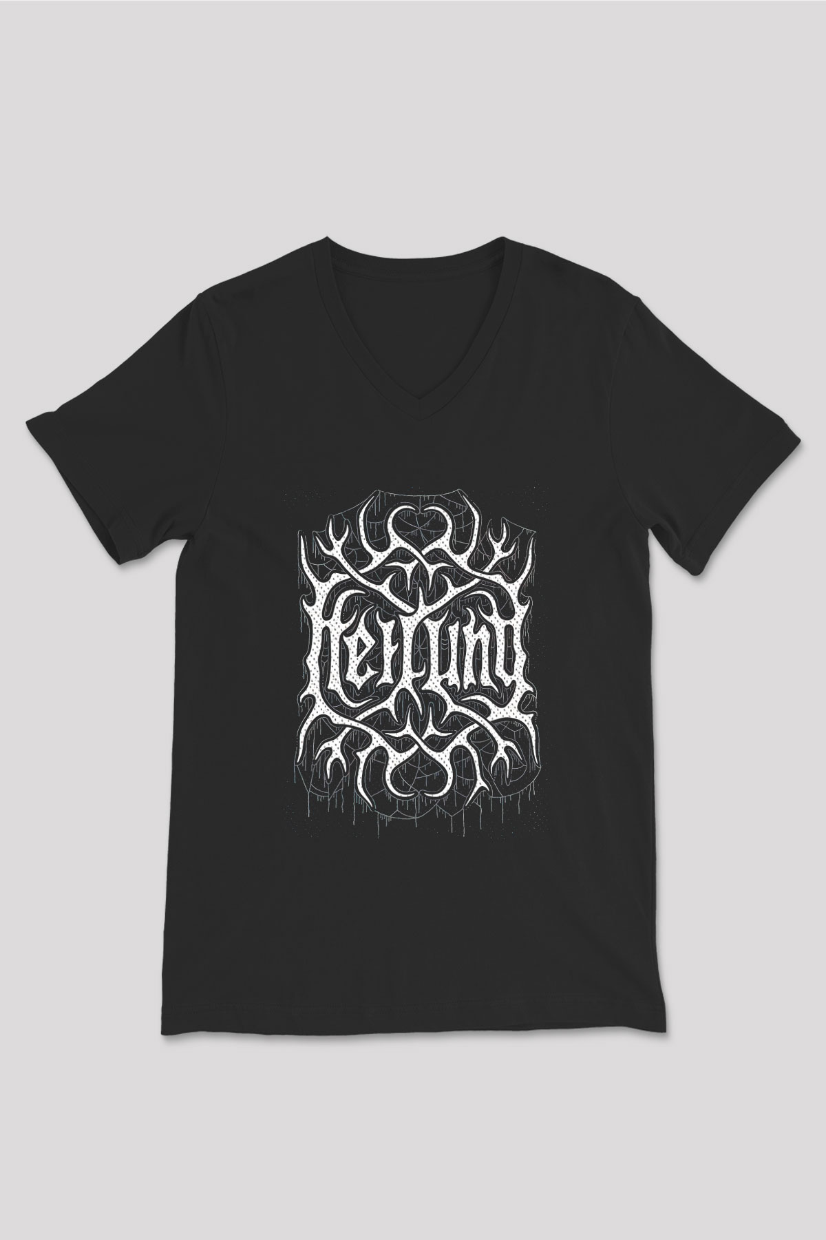Heilung Baskılı Unisex Siyah V Yaka Tişört - Tshirt