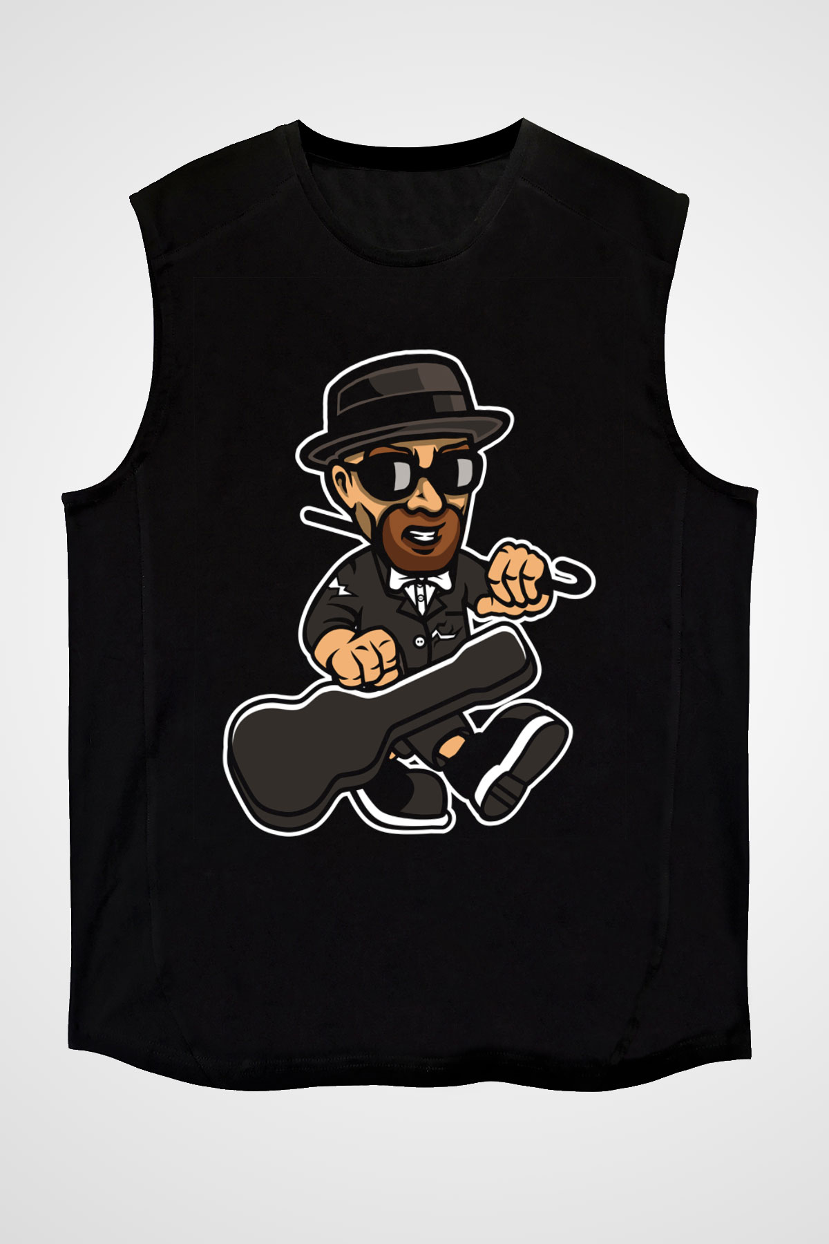 Heisenberg Gentleman Baskılı Unisex Siyah Kolsuz Tişört