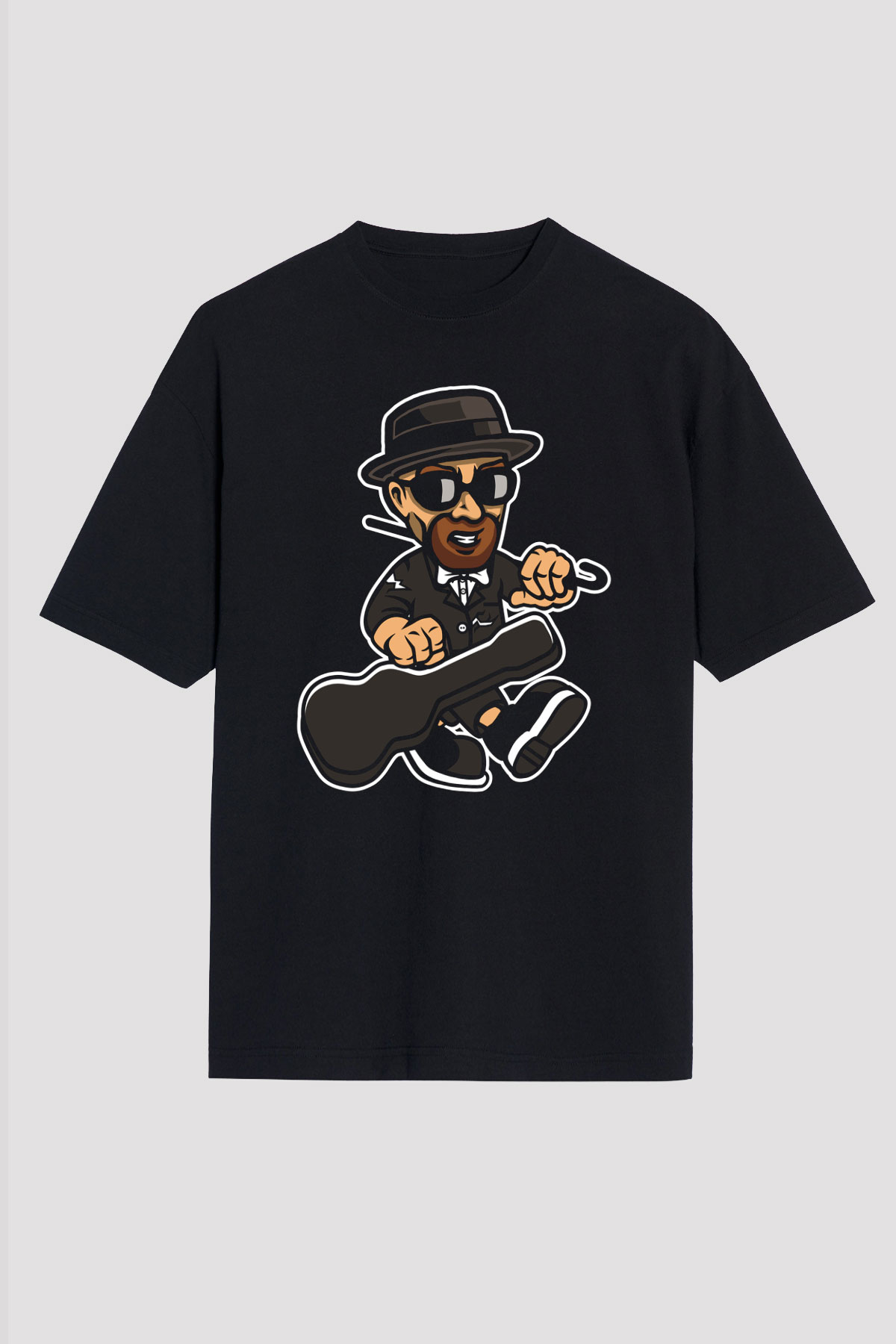 Heisenberg Gentleman Baskılı Unisex Siyah Oversize Tişört