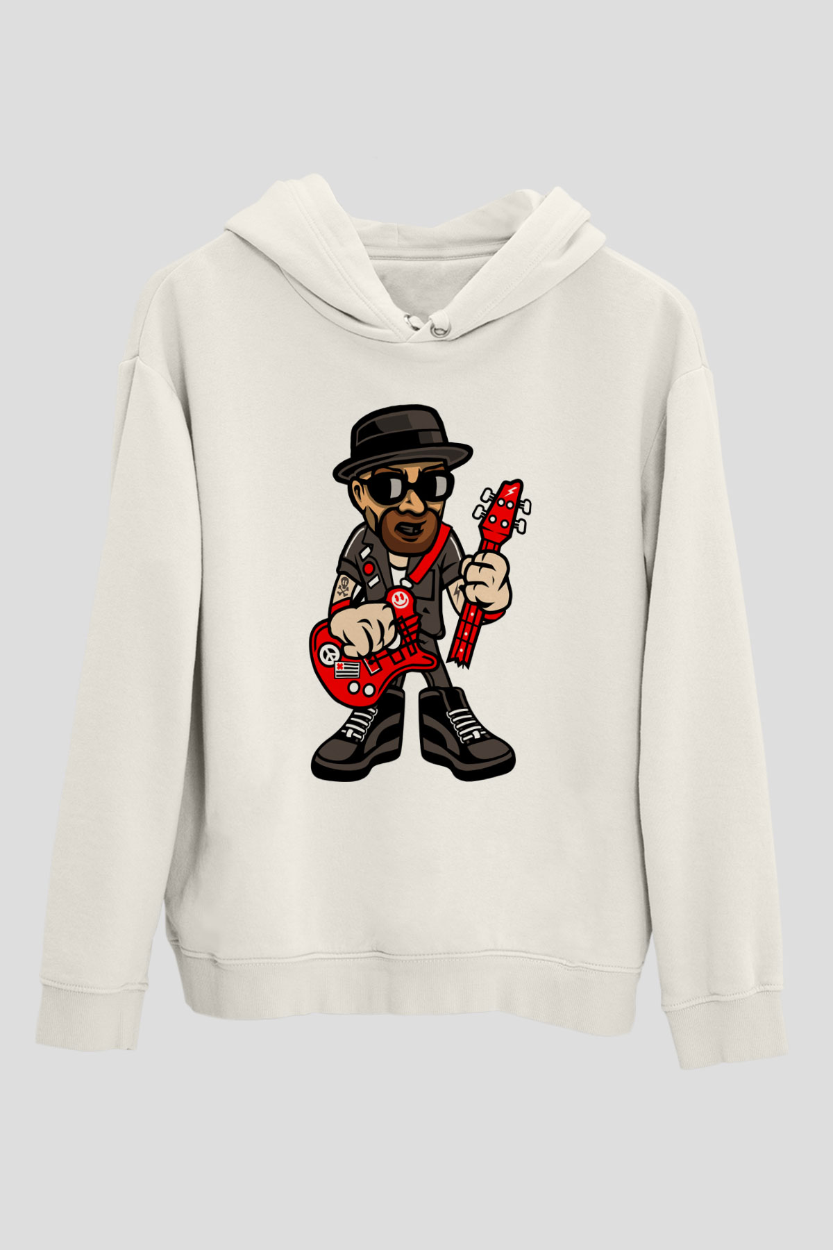Heisenberg Rockstar Baskılı Unisex Beyaz Hoodie