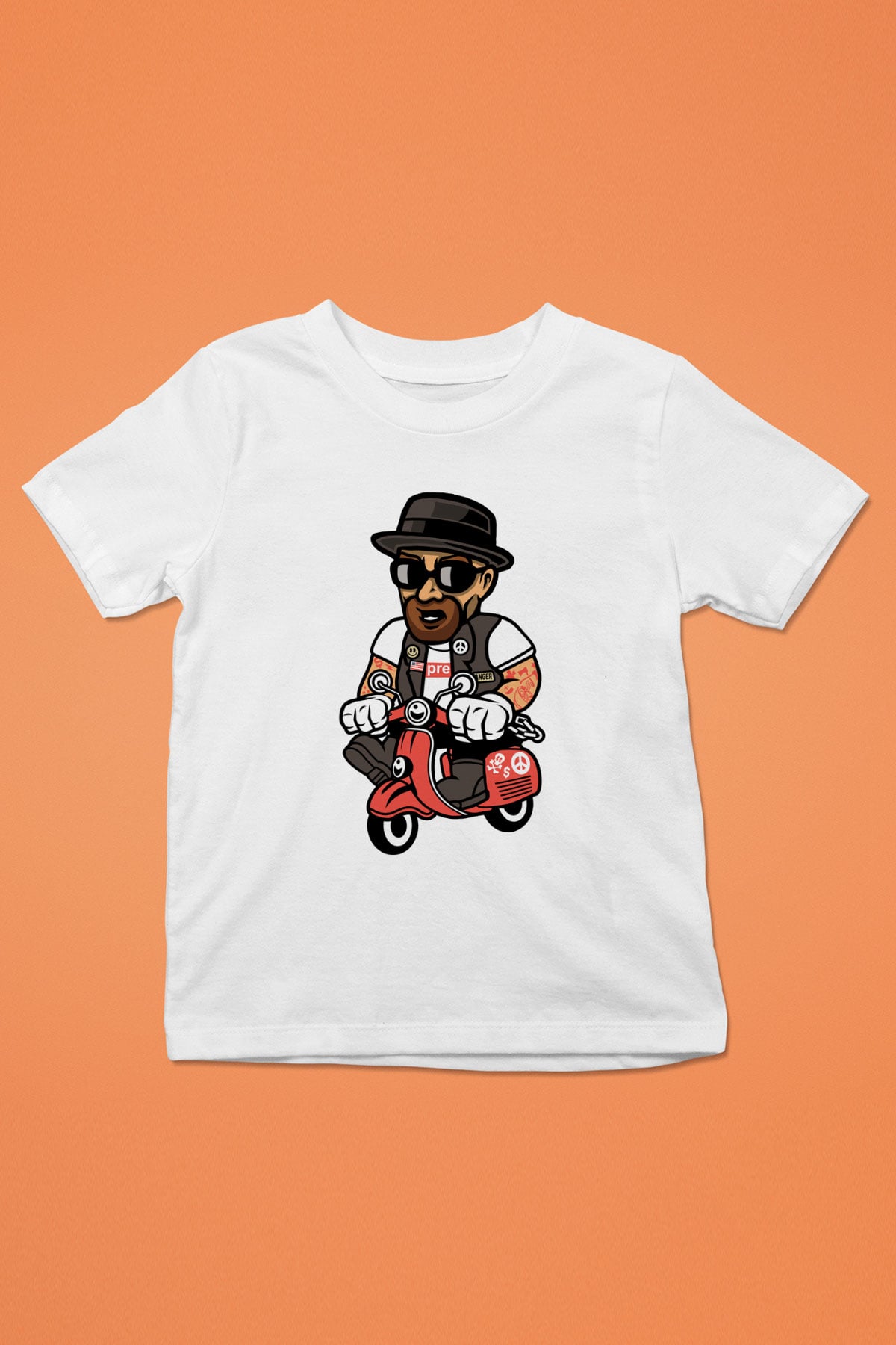Heisenberg Scooter Baskılı Unisex Beyaz Çocuk Tişört