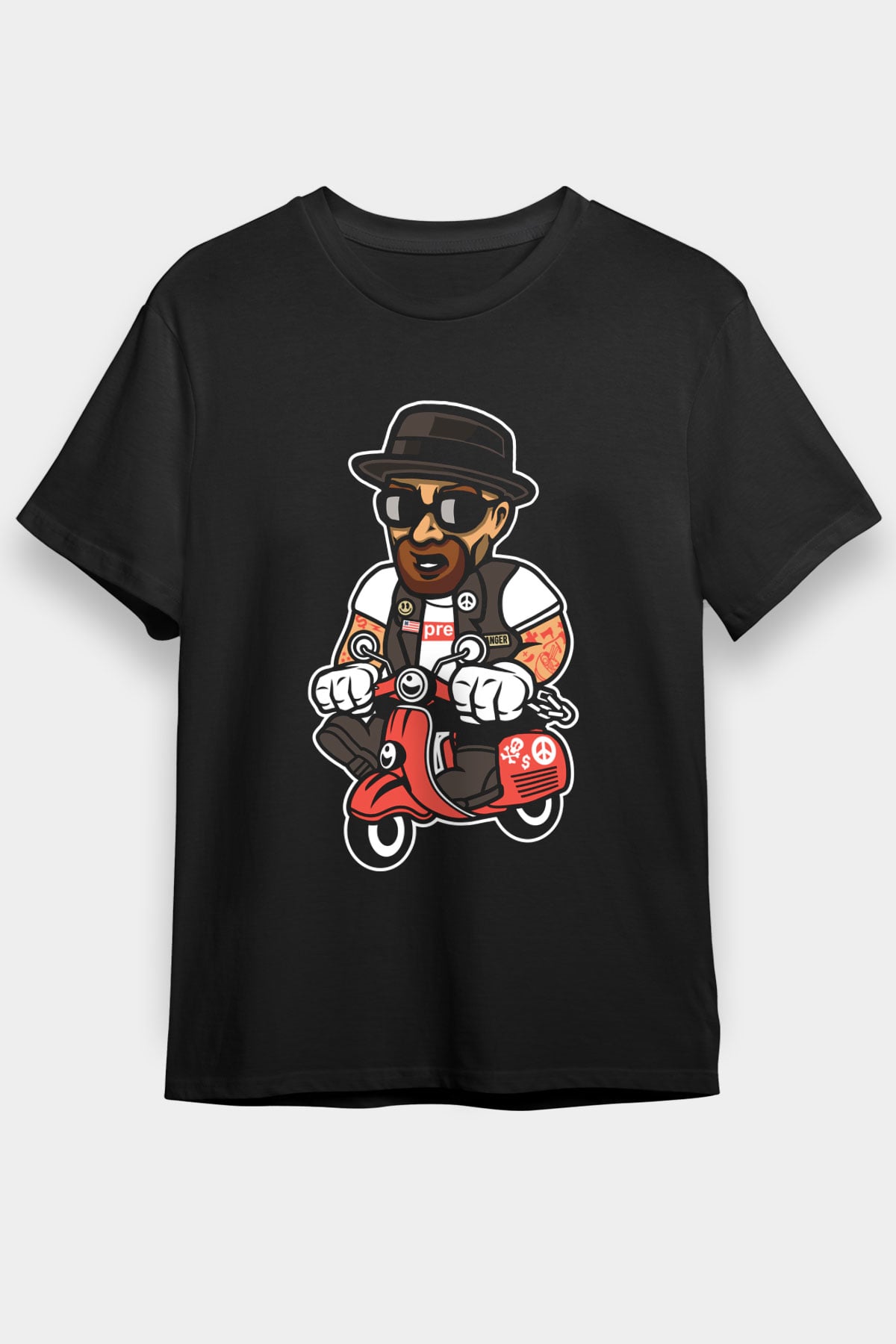 Heisenberg Scooter Baskılı Unisex Siyah Tişört