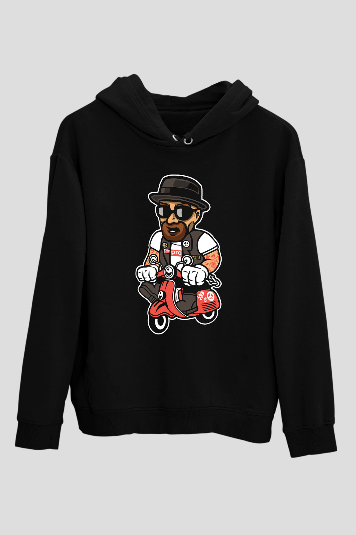 Heisenberg Scooter Baskılı Unisex Siyah Hoodie