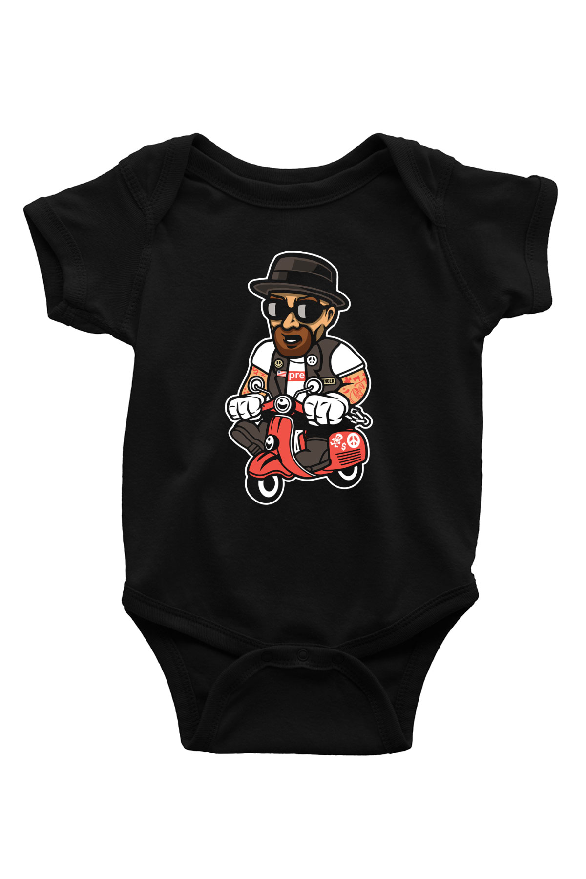 Heisenberg Scooter Baskılı Unisex Siyah Bebek Body - Zıbın