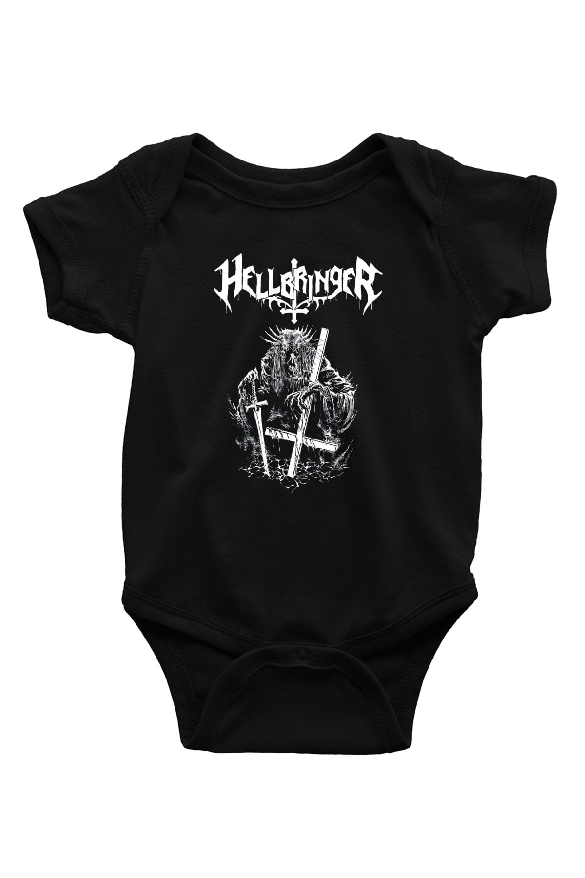 Hellbringer Baskılı Unisex Siyah Bebek Body - Zıbın