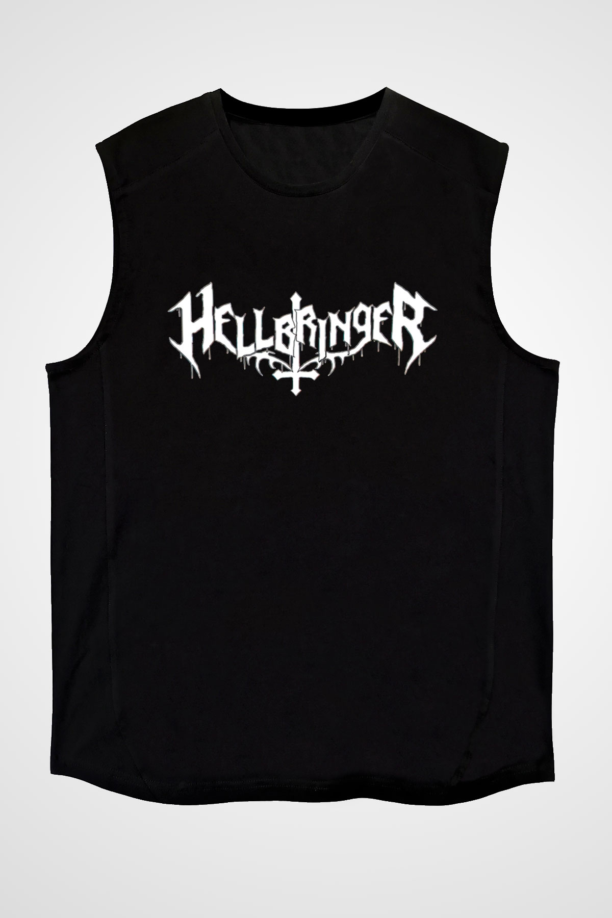 Hellbringer Baskılı Unisex Siyah Kolsuz Tişört - Tshirt