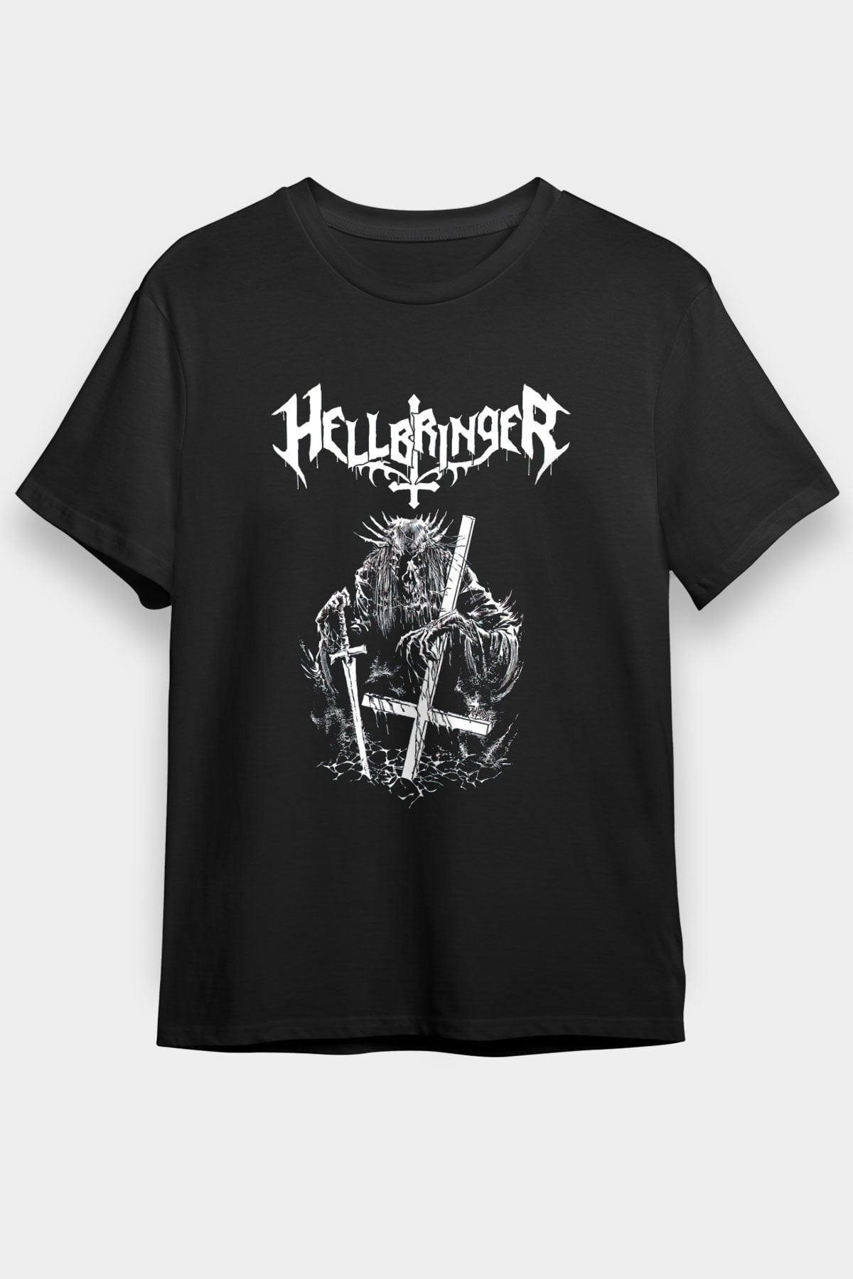 Hellbringer Baskılı Unisex Siyah Tişört - Tshirt