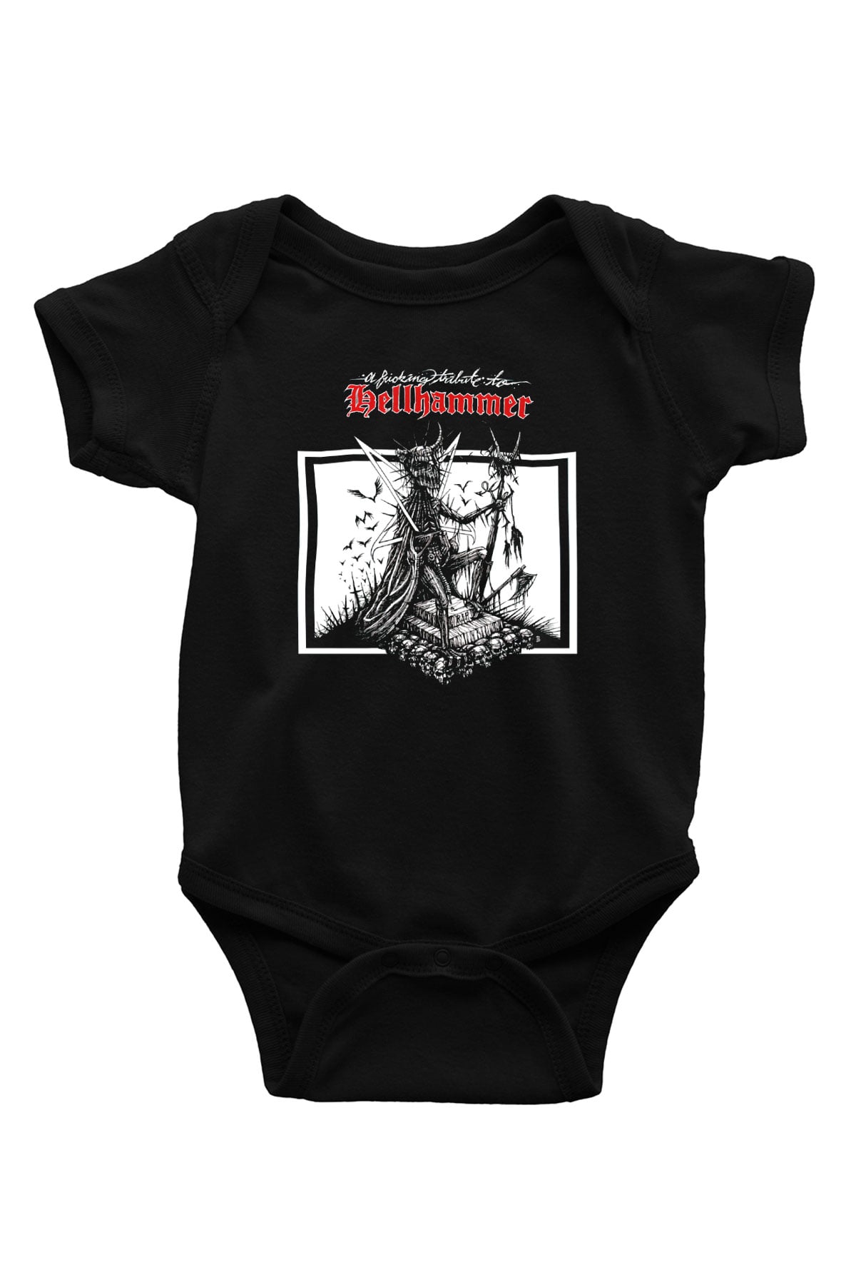 Hellhammer Baskılı Siyah Bebek Body - Zıbın