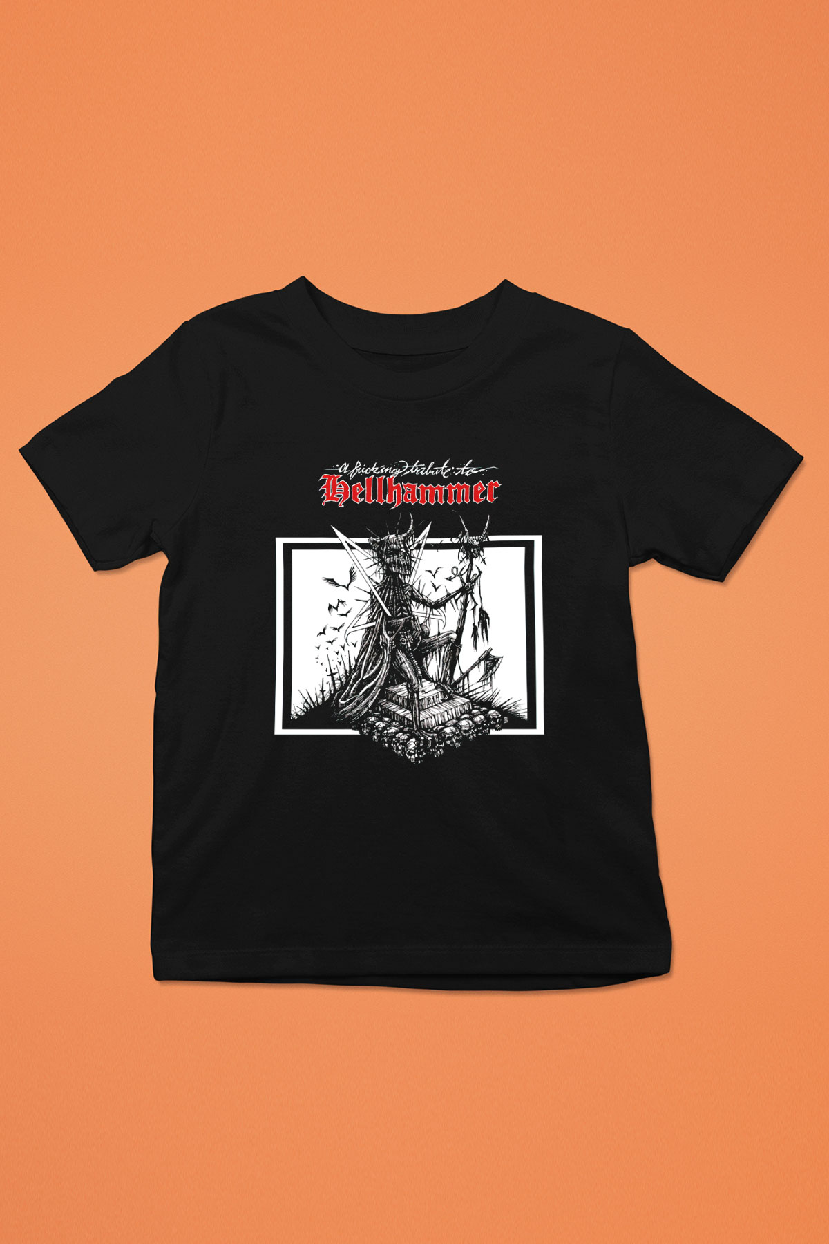 Hellhammer Baskılı Siyah Unisex Çocuk Tişört
