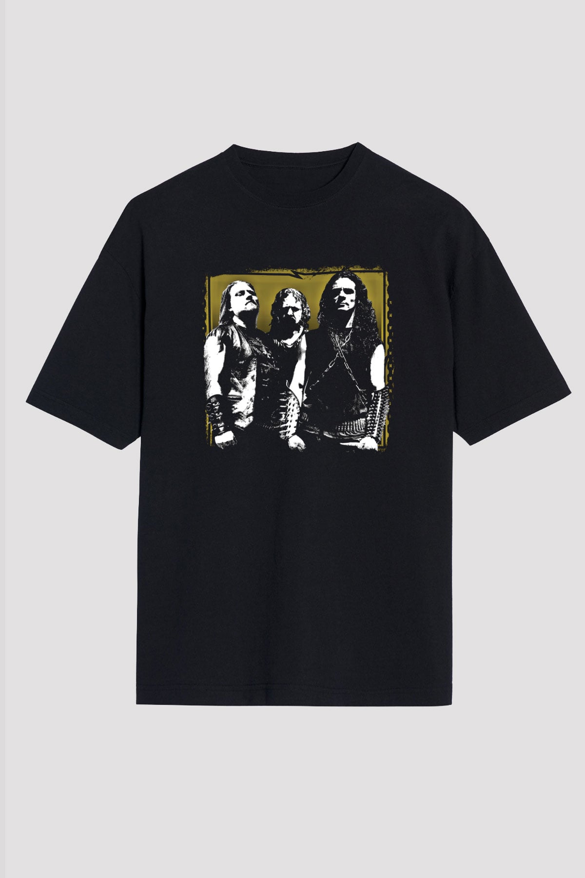 Hellhammer Baskılı Unisex Siyah Oversize Tişört