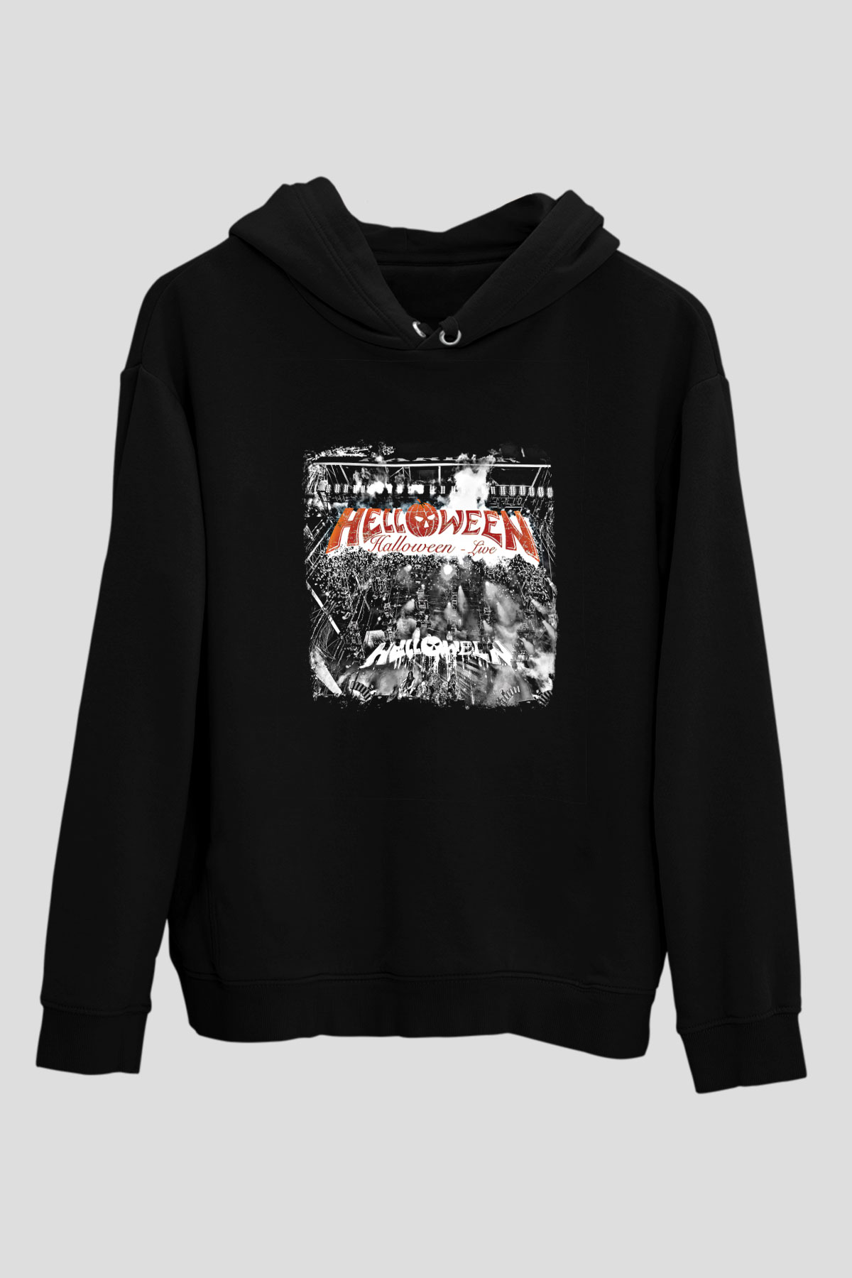 Helloween Baskılı Unisex Siyah Hoodie