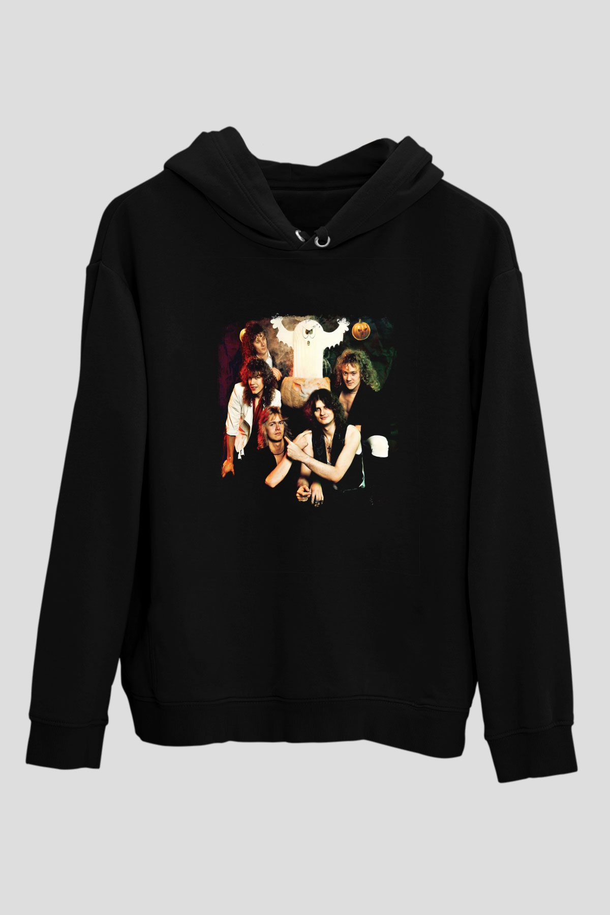 Helloween Baskılı Unisex Siyah Hoodie