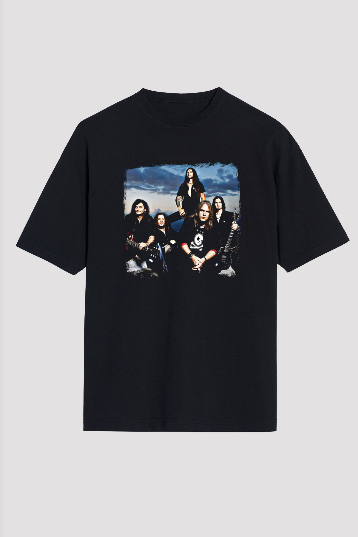 Helloween Baskılı Unisex Siyah Oversize Tişört