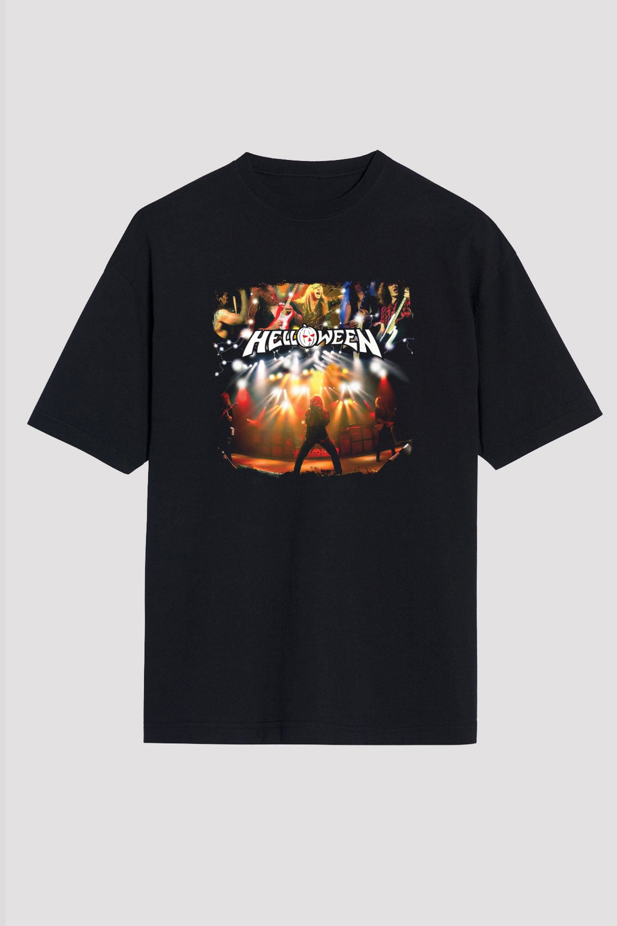 Helloween Baskılı Unisex Siyah Oversize Tişört