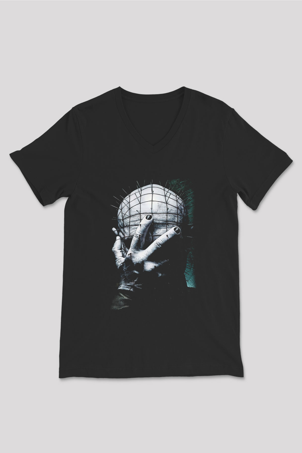 Hellraiser Siyah Unisex V Yaka Tişört T-Shirt