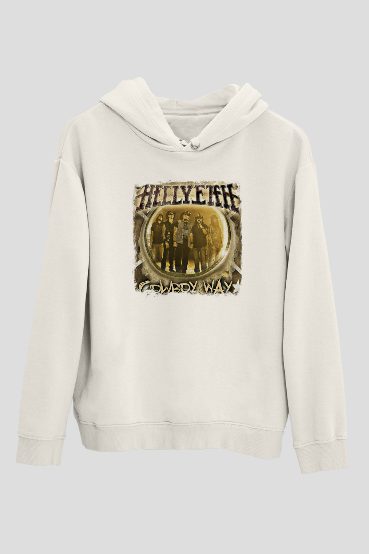 Hellyeah Baskılı Unisex Beyaz Hoodie