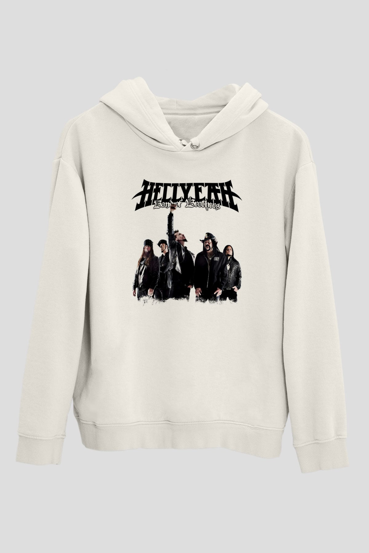 Hellyeah Baskılı Unisex Beyaz Hoodie