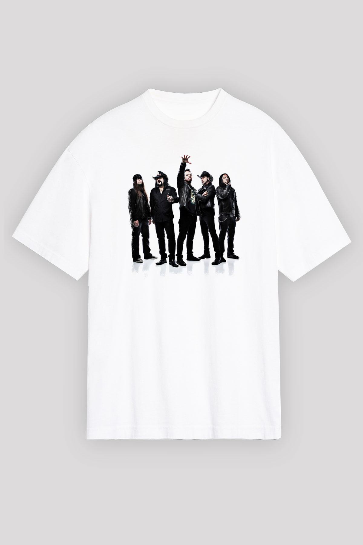 Hellyeah Baskılı Unisex Beyaz Oversize Tişört