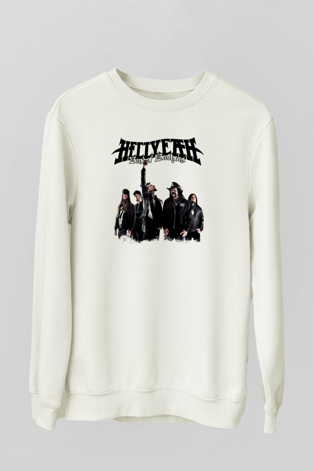 Hellyeah Baskılı Unisex Beyaz Sweatshirt