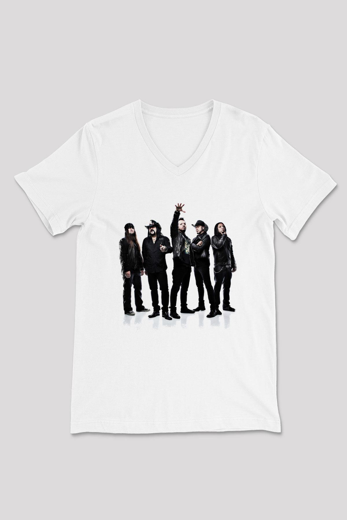 Hellyeah Baskılı Unisex Beyaz V Yaka Tişört