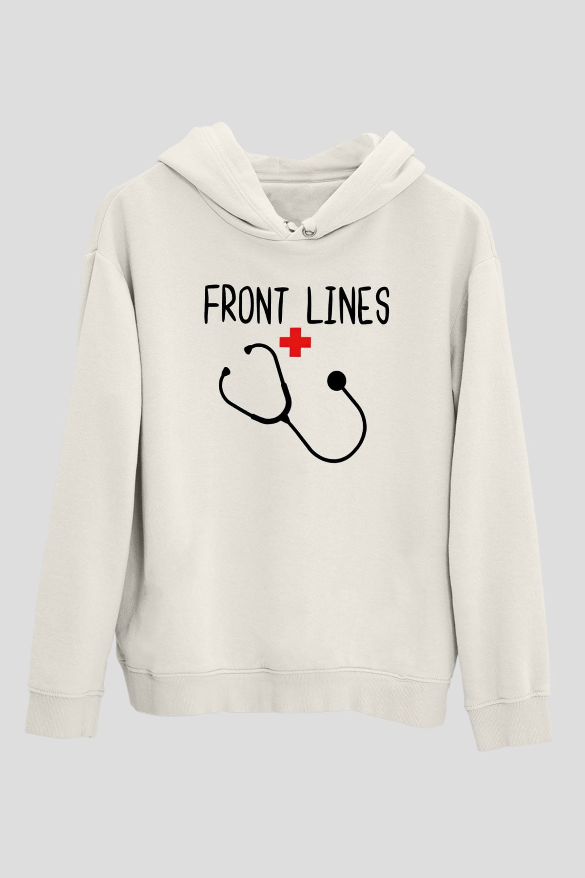 Hemşire Beyaz Unisex Kapüşonlu Sweatshirt