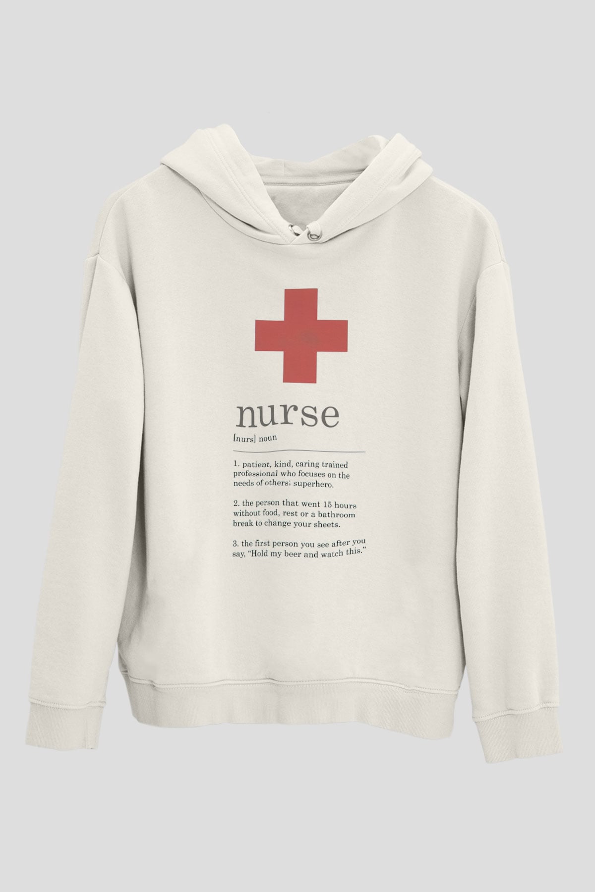Hemşire Beyaz Unisex Kapüşonlu Sweatshirt