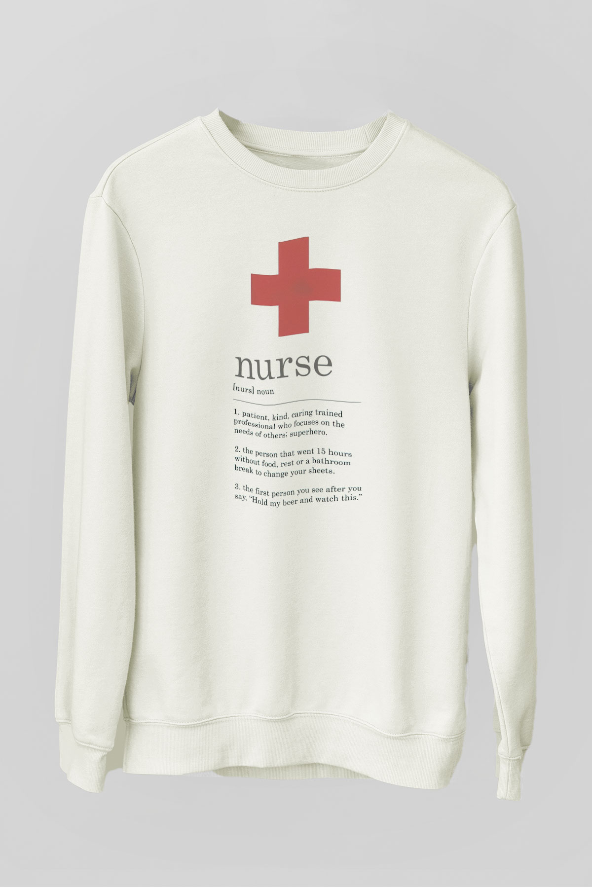 Hemşire Beyaz Unisex Sweatshirt