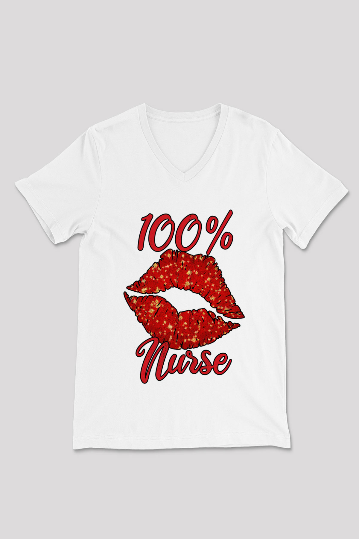Hemşire Beyaz Unisex V Yaka Tişört