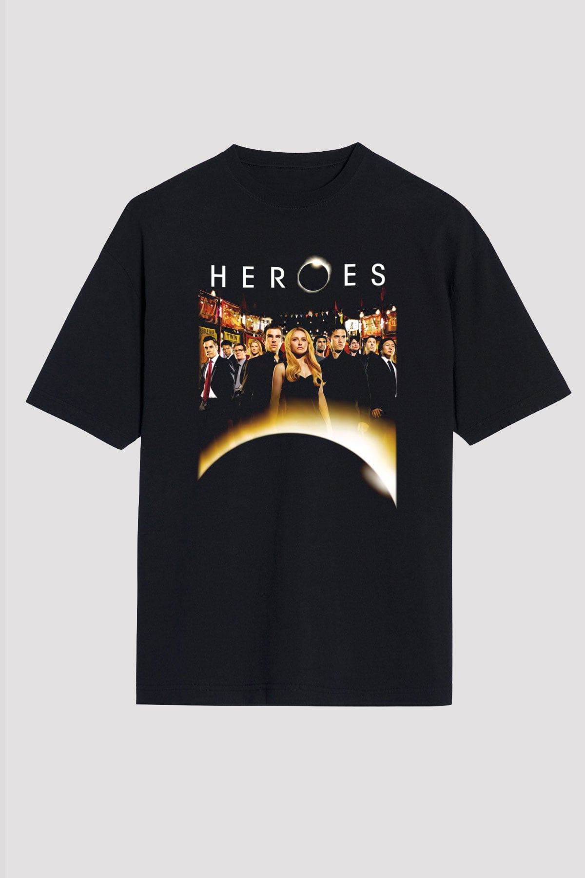 Heroes Siyah Unisex Oversize Tişört T-Shirt