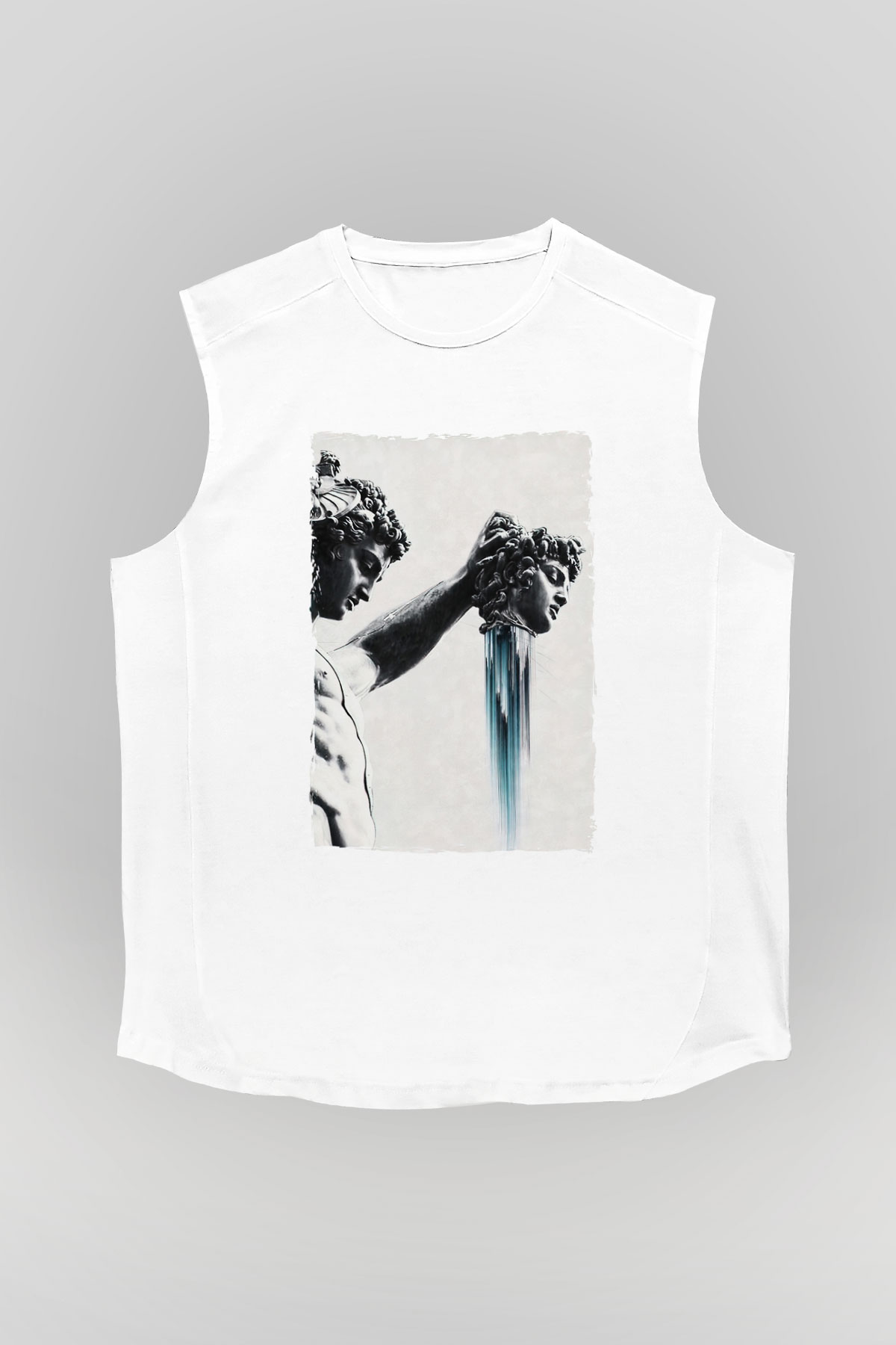 Heykel Baskılı Unisex Siyah  Kolsuz Tişört