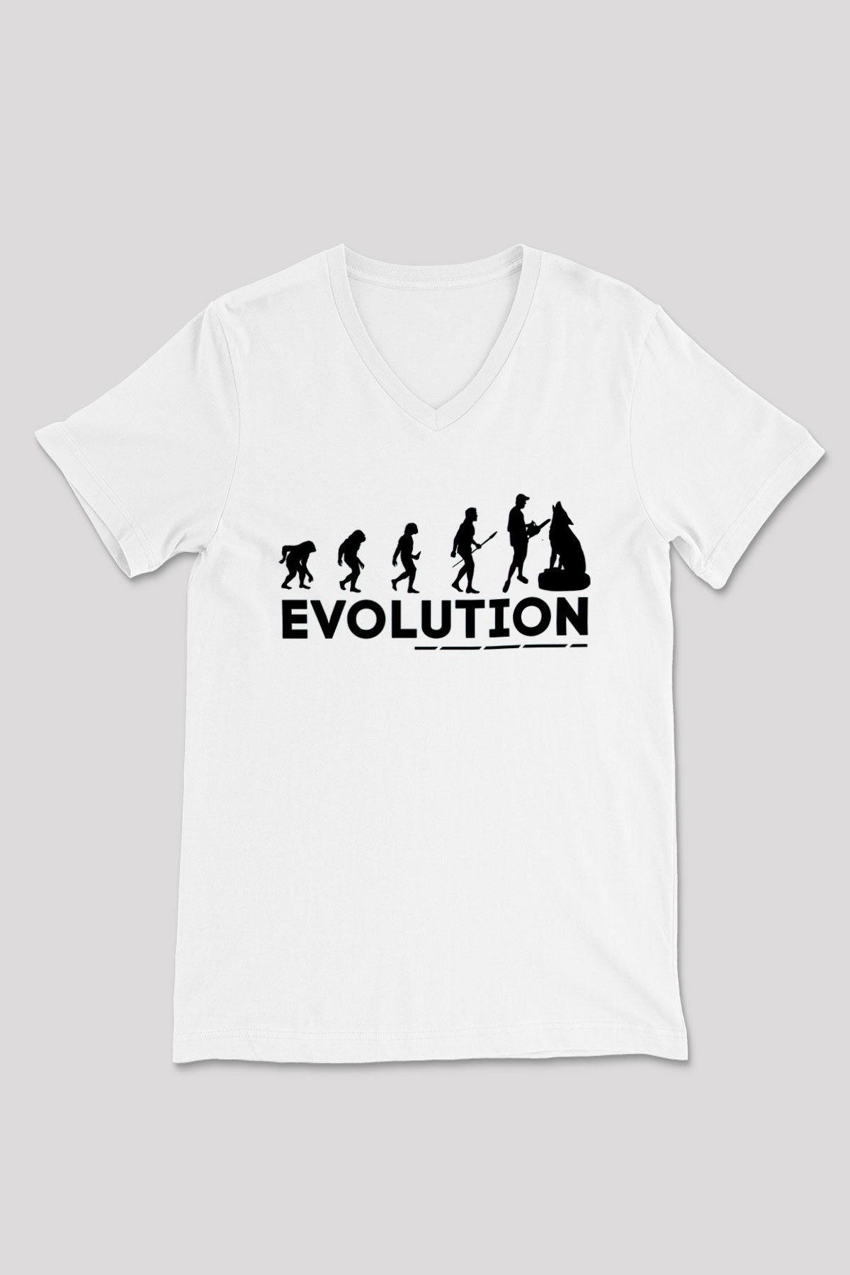 Heykeltıraş Beyaz Unisex V Yaka Tişört