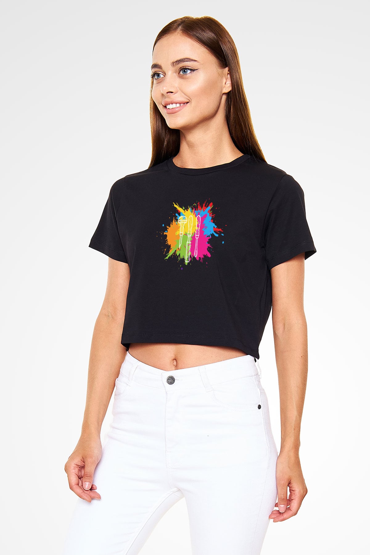Heykeltıraş Siyah  Crop Top Tişört