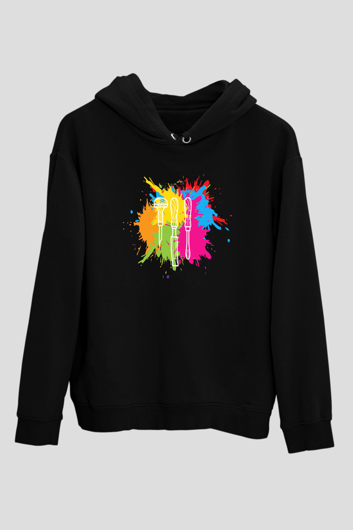 Heykeltıraş Siyah Unisex Kapüşonlu Sweatshirt