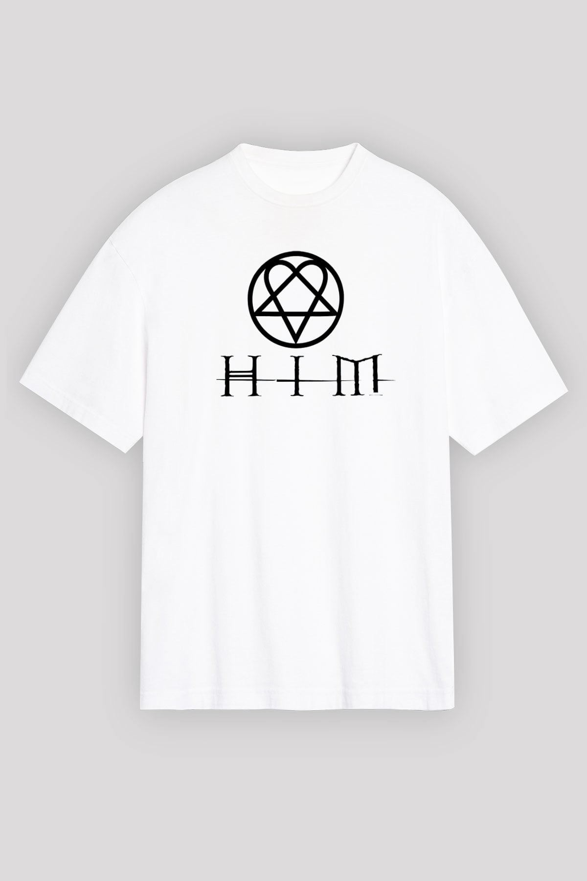 HIM Beyaz Unisex Oversize Tişört T-Shirt