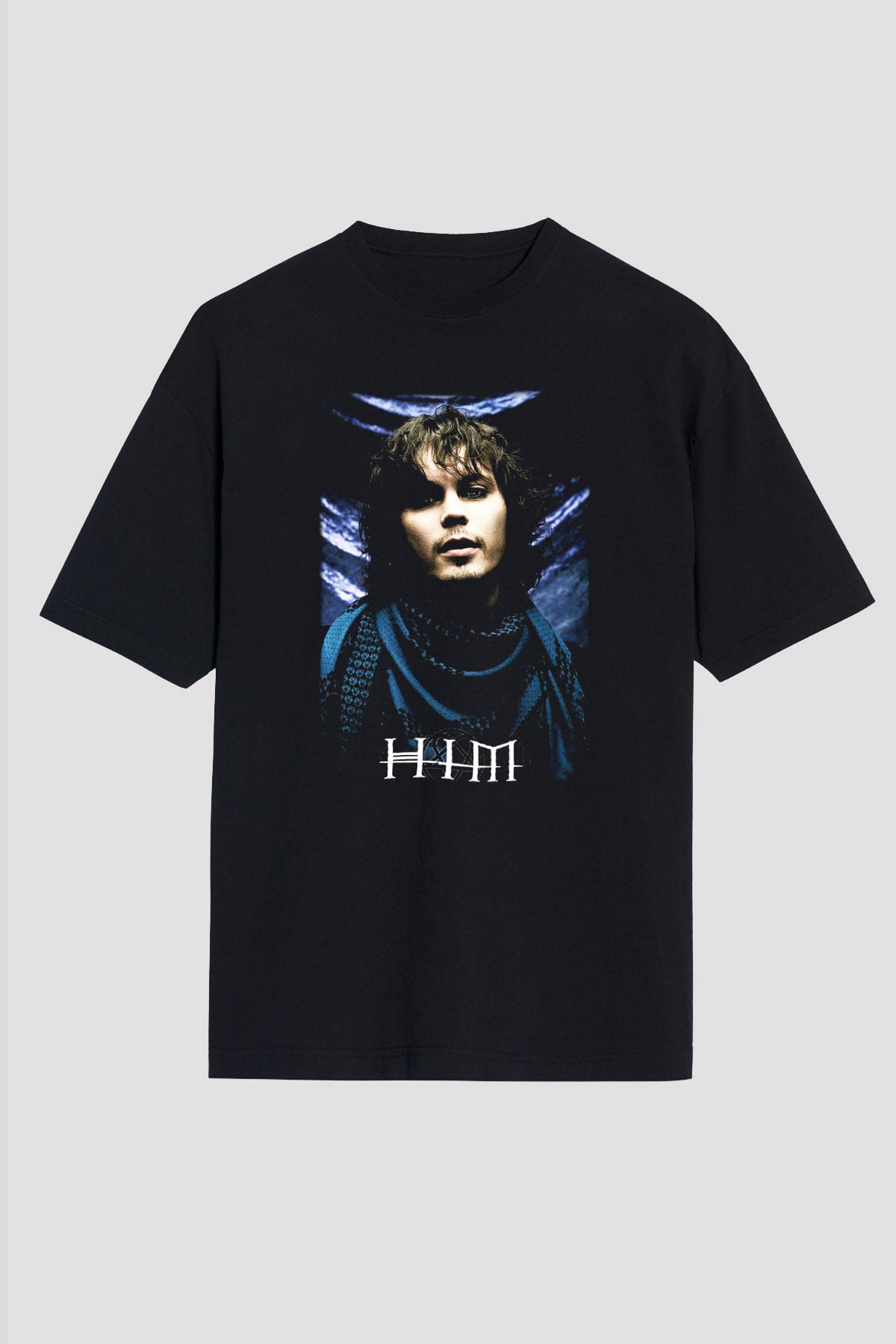 HIM Siyah Unisex Oversize Tişört T-Shirt