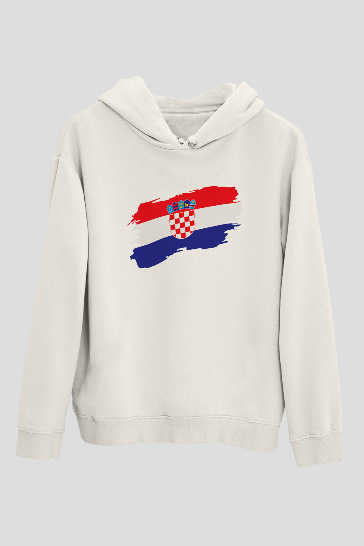 Hırvatistan Beyaz Unisex Kapşonlu Sweatshirt