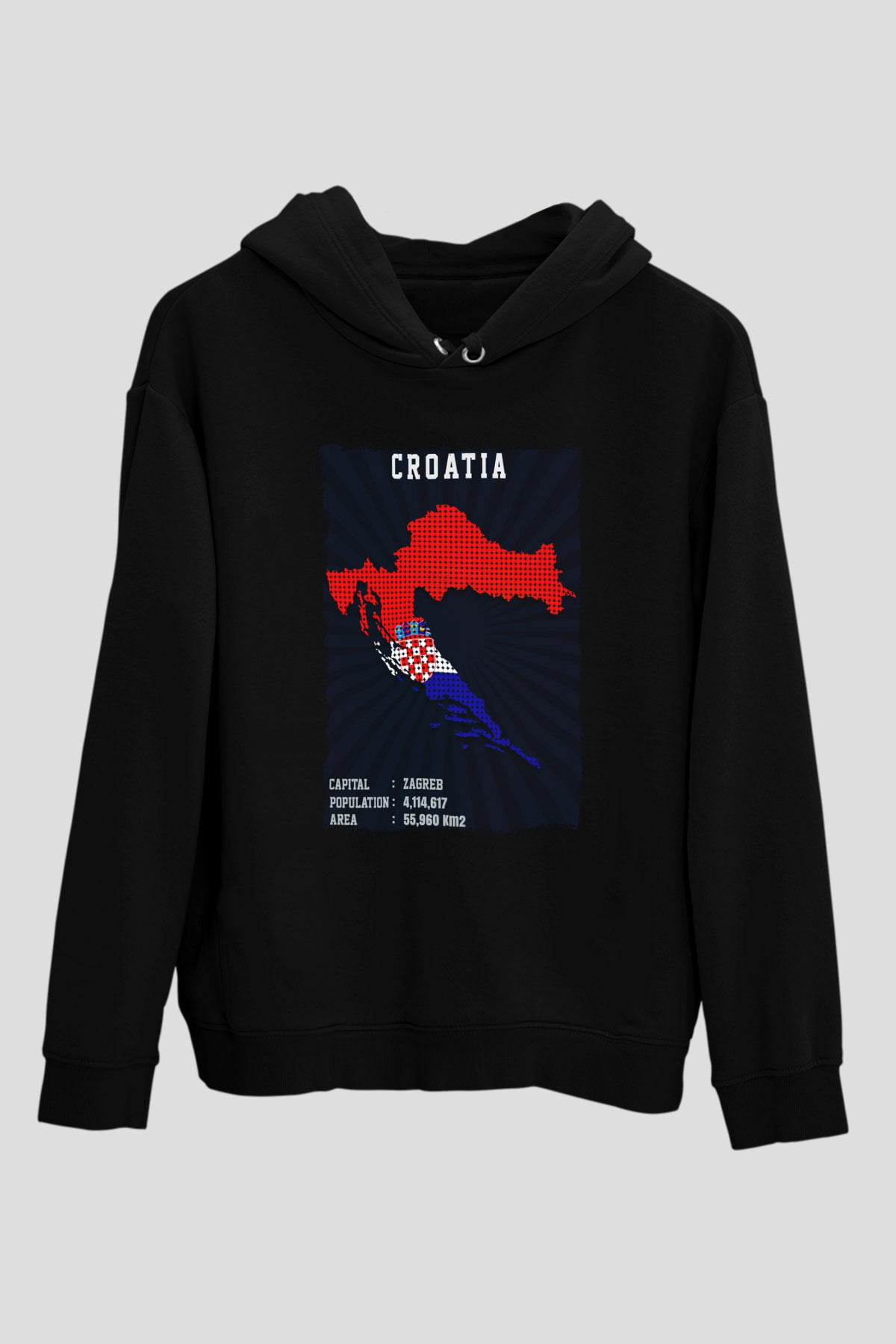 Hırvatistan Siyah Unisex Hoodie