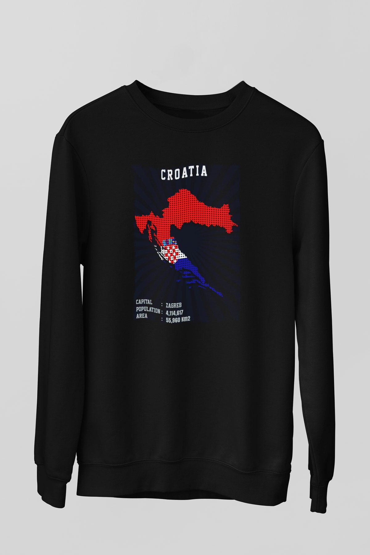 Hırvatistan Siyah Unisex Sweatshirt