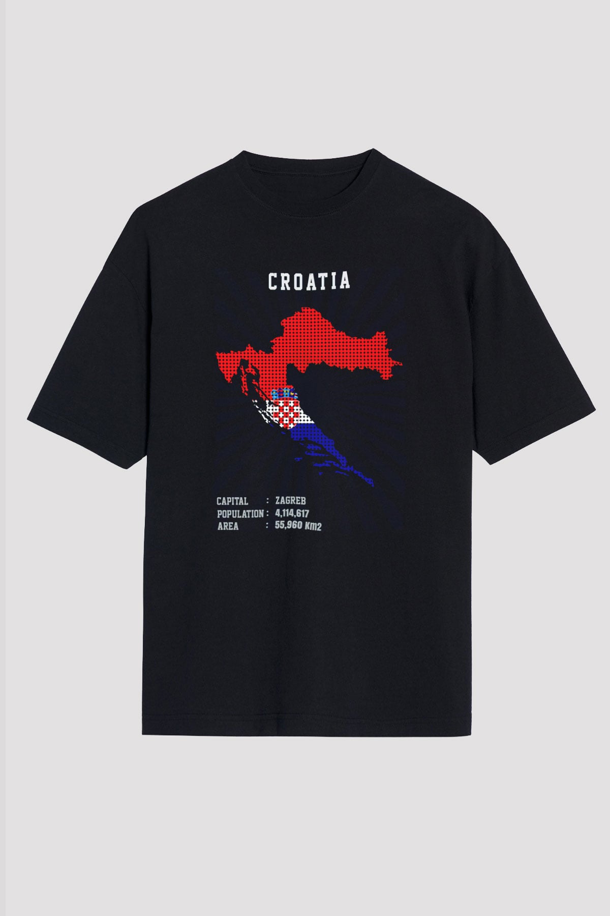 Hırvatistan Siyah Unisex Tişört T-Shirt - TişörtFabrikası