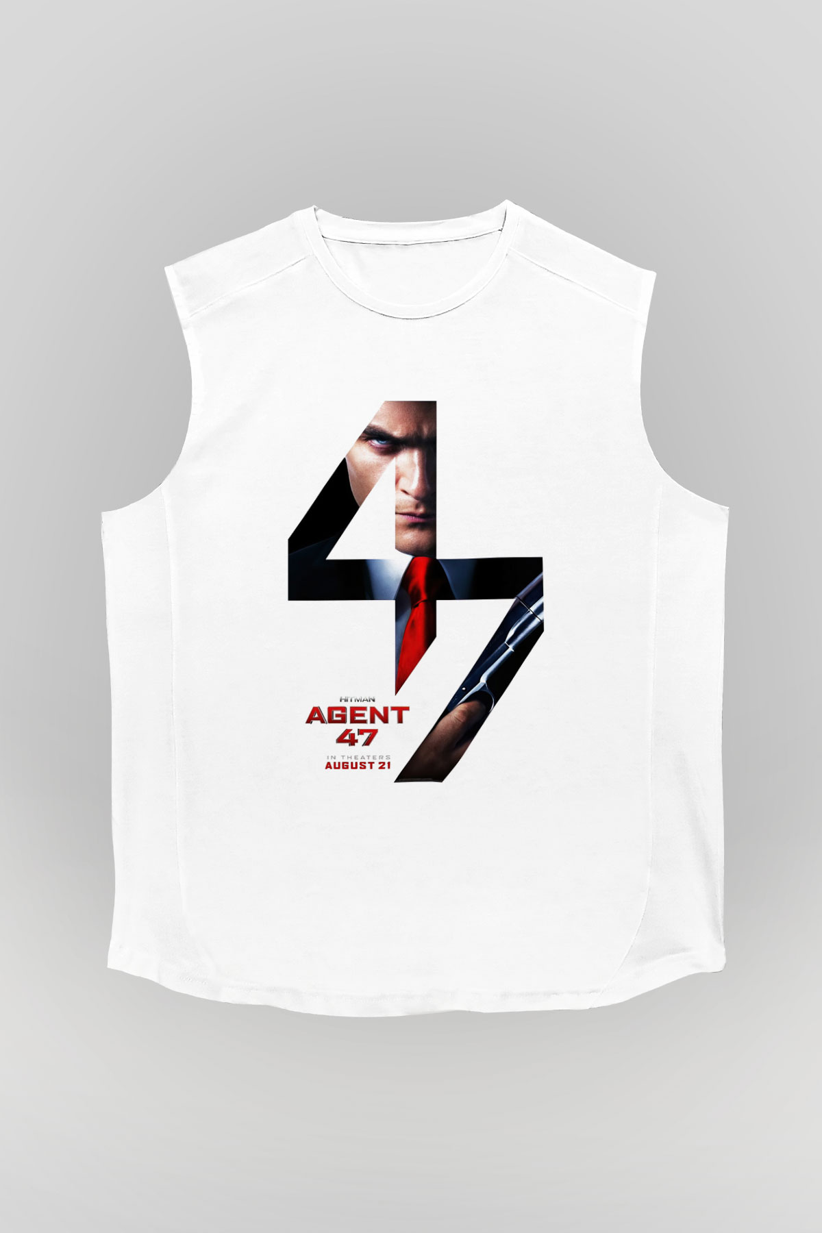 Hitman Beyaz Unisex Kolsuz Tişört
