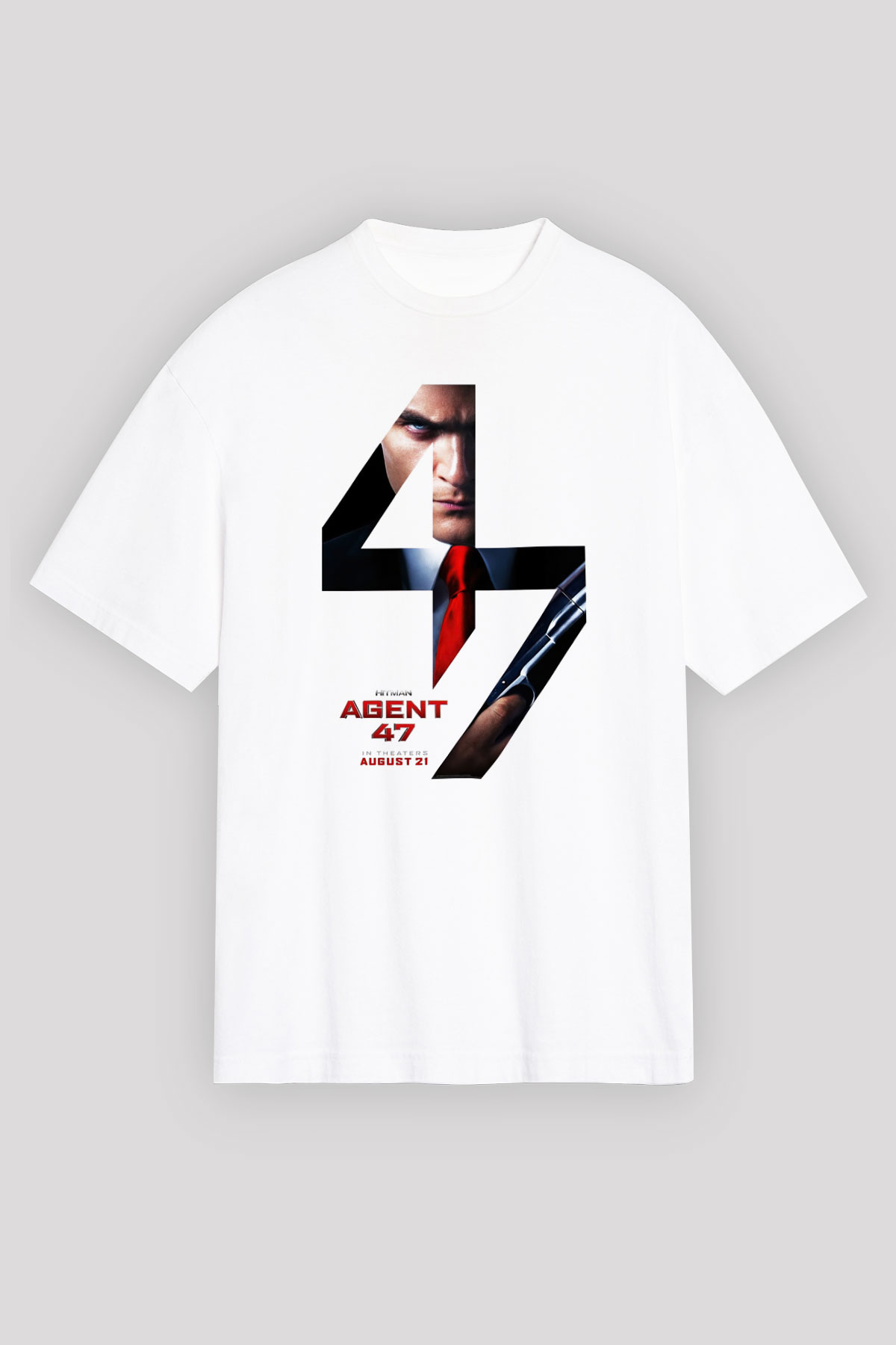 Hitman Beyaz Unisex Oversize Tişört T-Shirt