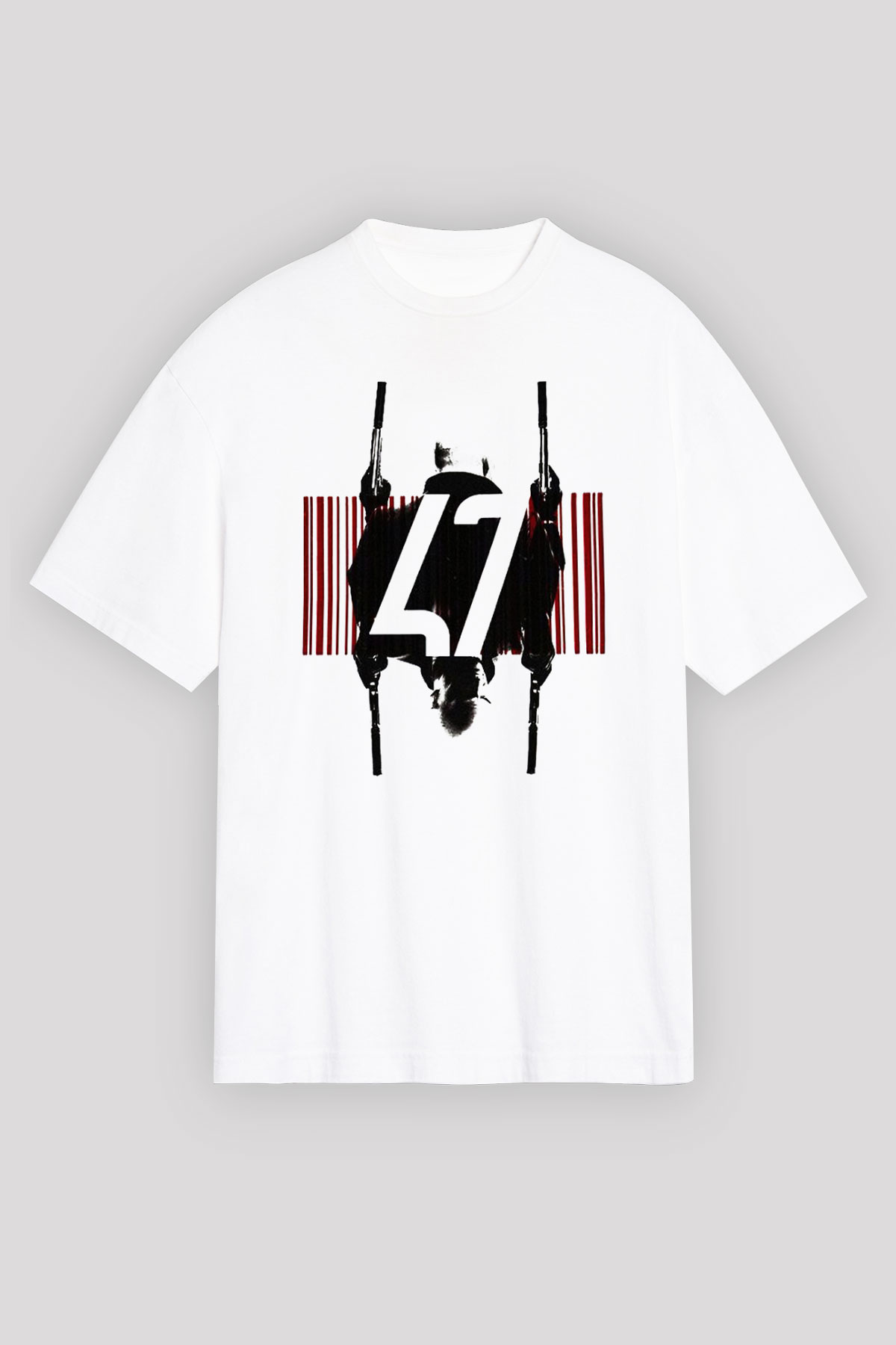 Hitman Beyaz Unisex Oversize Tişört T-Shirt