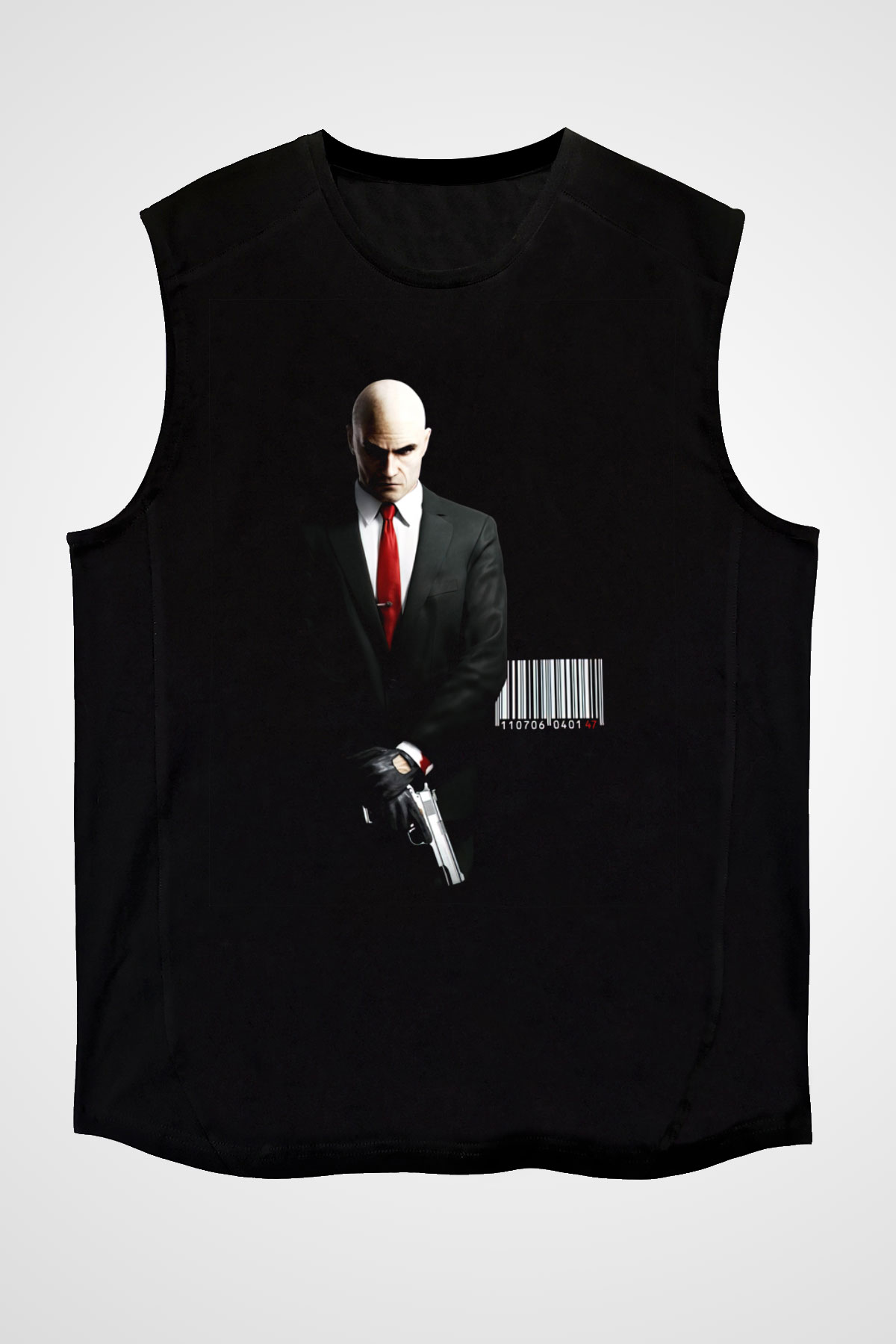 Hitman Siyah Unisex Kolsuz Tişört
