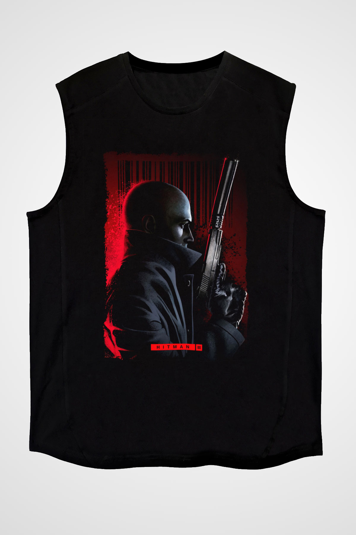 Hitman Siyah Unisex Kolsuz Tişört