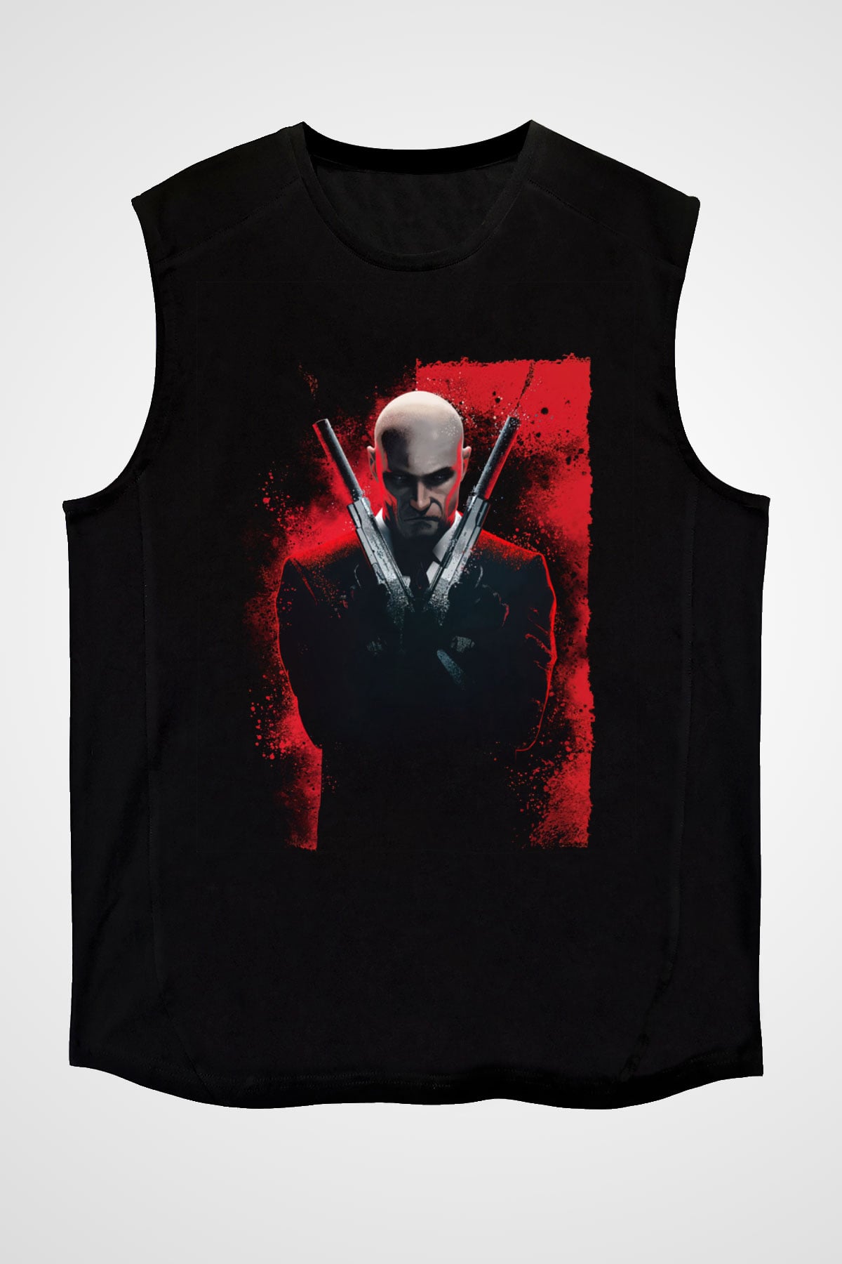 Hitman Siyah Unisex Kolsuz Tişört
