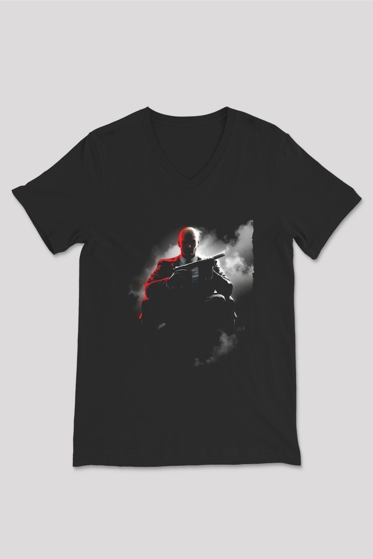 Hitman Siyah Unisex V Yaka Tişört