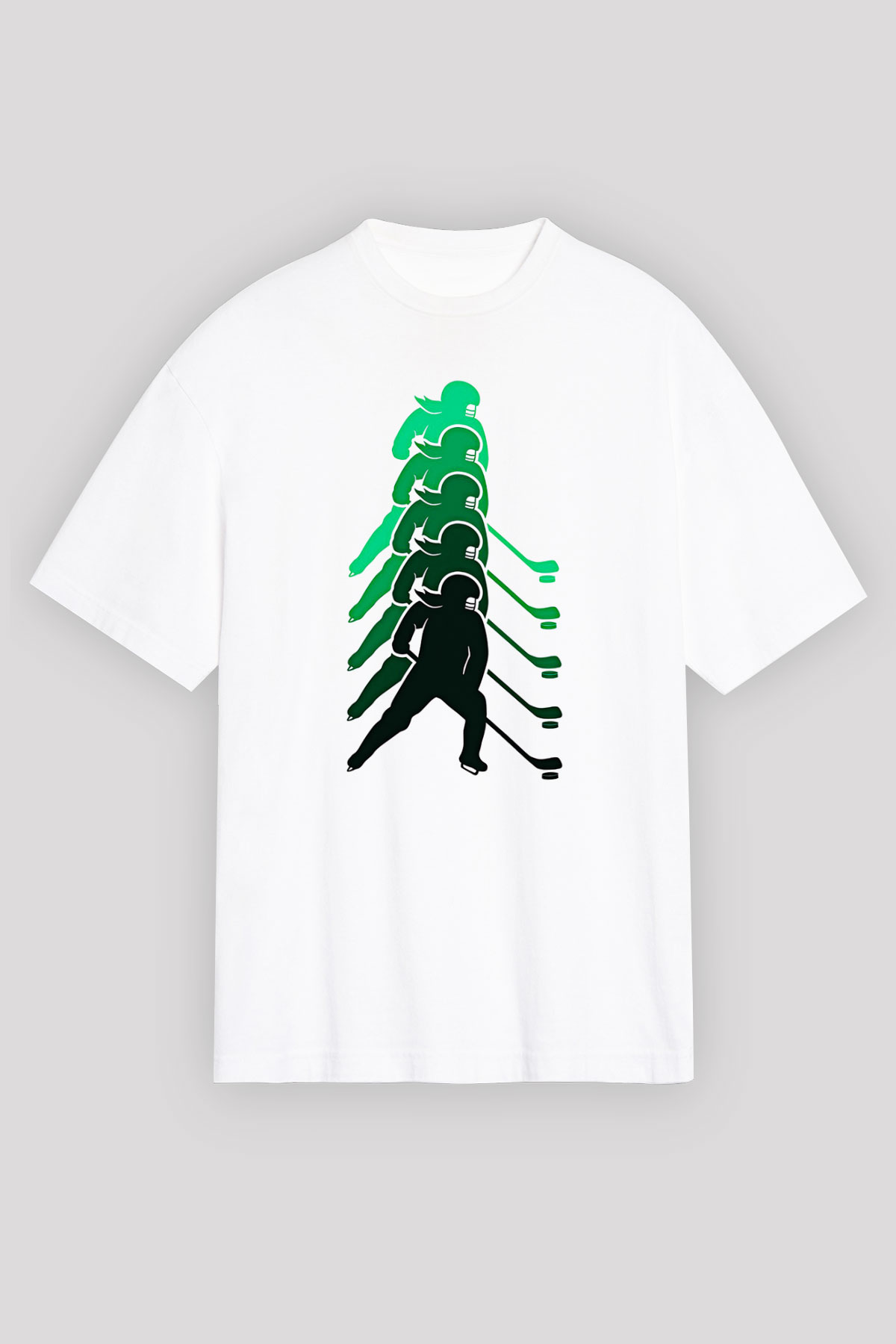 Hokey Baskılı Unisex Beyaz Oversize Tişört - Tshirt