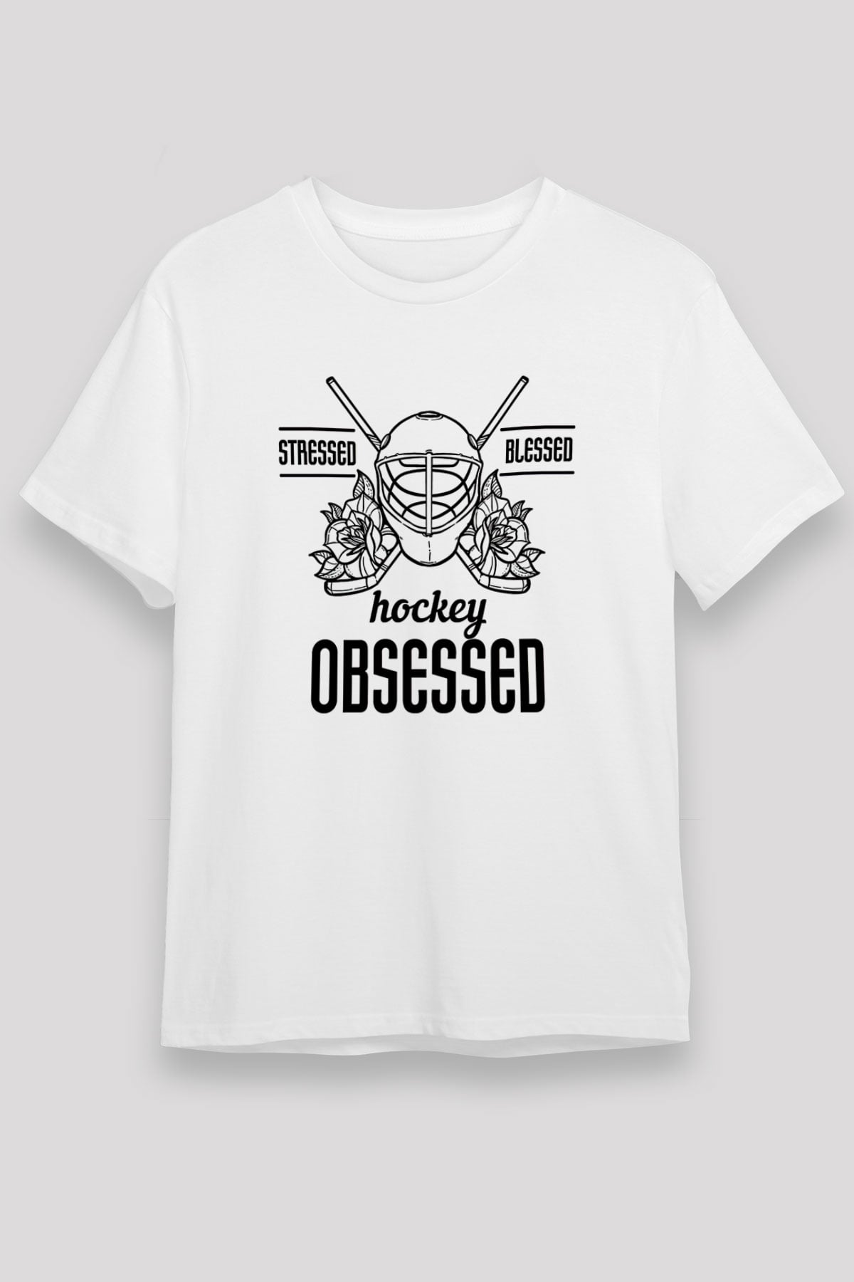 Hokey Baskılı Unisex Beyaz Tişört - Tshirt