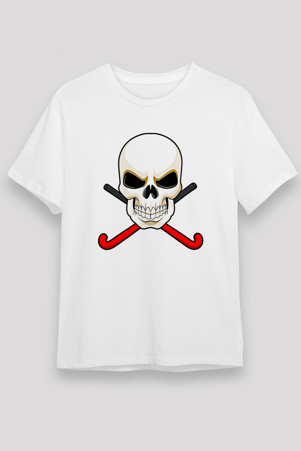 Hokey Baskılı Unisex Beyaz Tişört - Tshirt