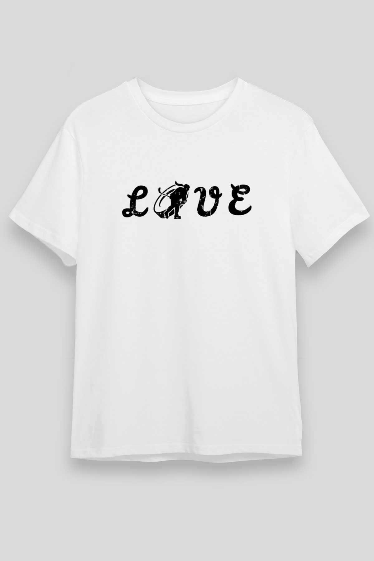 Hokey Baskılı Unisex Beyaz Tişört - Tshirt